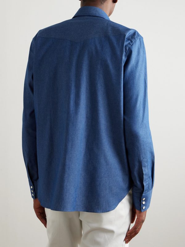 Neapolitan Slim-Fit Cotton-Chambray Shirt - BK