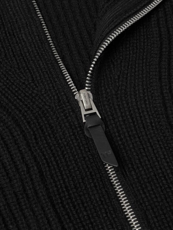Slim-Fit Ribbed Wool and Mohair-Blend Zip-Up Cardigan - CU Slim-Fit Ribbed Wool and Mohair-Blend Zip-Up Cardigan - CU