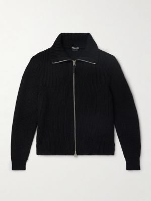 Slim-Fit Ribbed Wool and Mohair-Blend Zip-Up Cardigan Slim-Fit Ribbed Wool and Mohair-Blend Zip-Up Cardigan