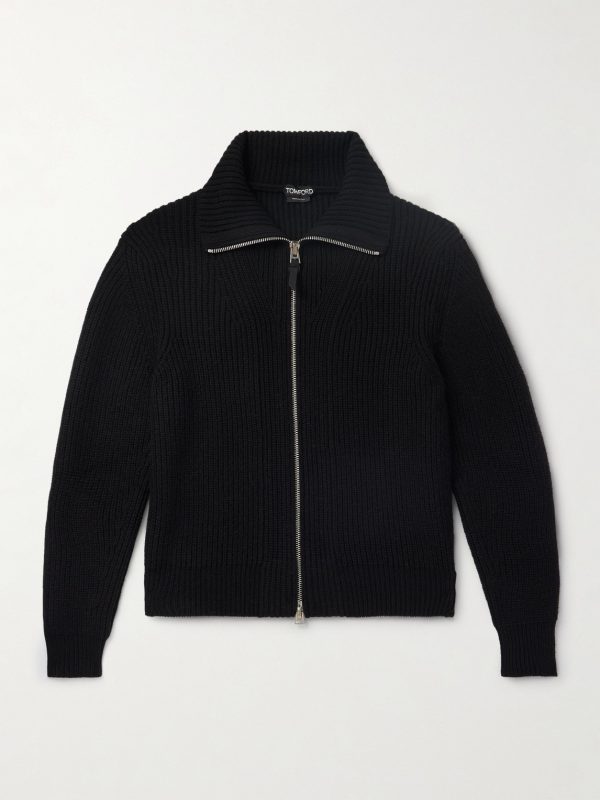 Slim-Fit Ribbed Wool and Mohair-Blend Zip-Up Cardigan Slim-Fit Ribbed Wool and Mohair-Blend Zip-Up Cardigan