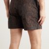 Straight-Leg Mid-Length Ocelot-Print Swim Shorts - BK