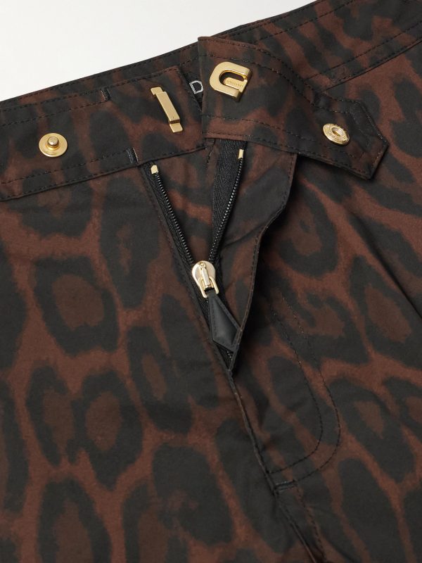 Straight-Leg Mid-Length Ocelot-Print Swim Shorts - CU