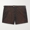 Straight-Leg Mid-Length Ocelot-Print Swim Shorts