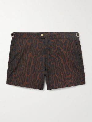 Straight-Leg Mid-Length Ocelot-Print Swim Shorts Straight-Leg Mid-Length Ocelot-Print Swim Shorts