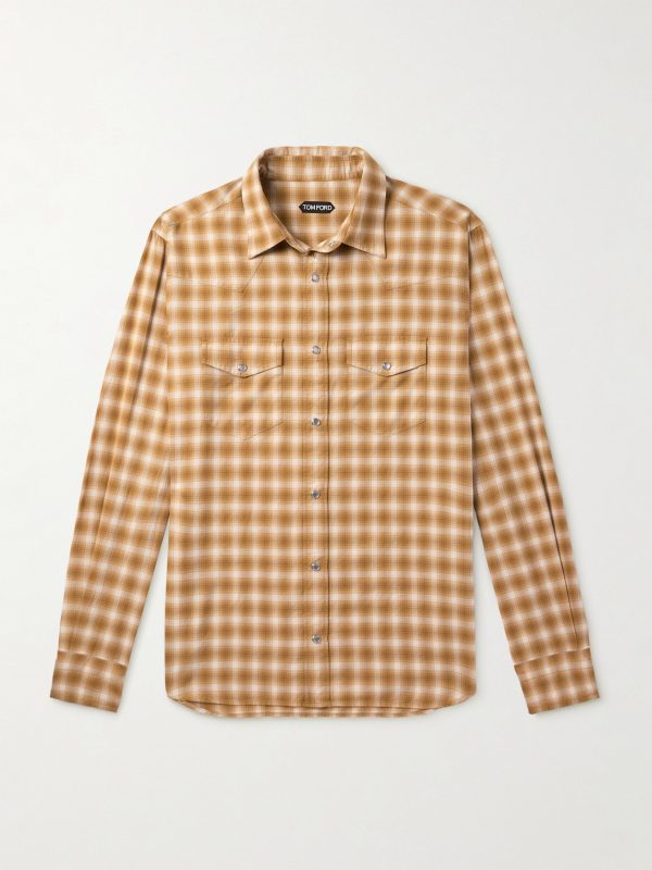 Slim-Fit Checked Cotton-Twill Shirt