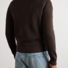 Ribbed Merino Wool and Suede Jacket - BK Ribbed Merino Wool and Suede Jacket - BK