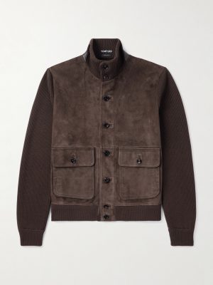 Ribbed Merino Wool and Suede Jacket Ribbed Merino Wool and Suede Jacket