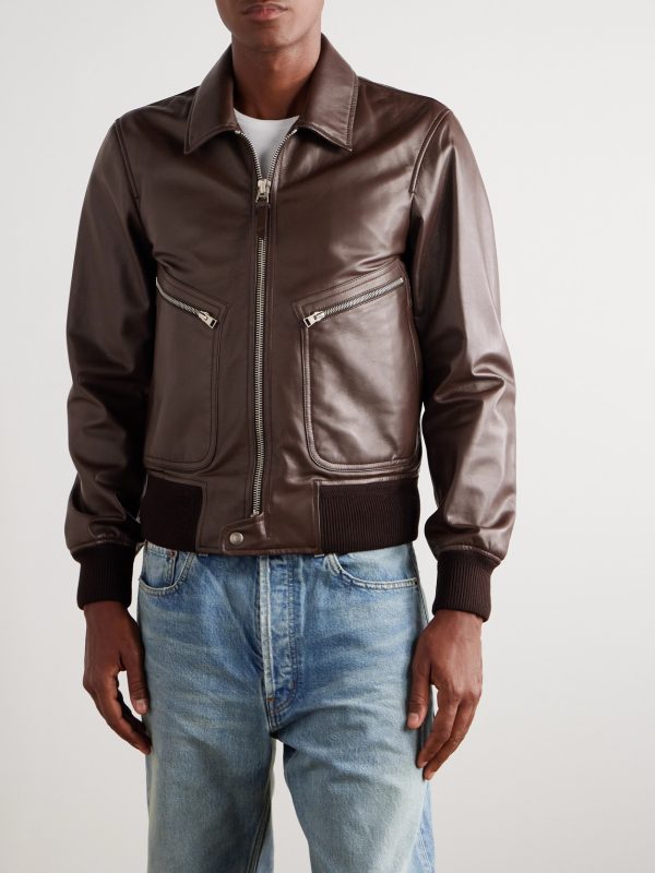 Leather Zip-Up Jacket - FR Leather Zip-Up Jacket - FR