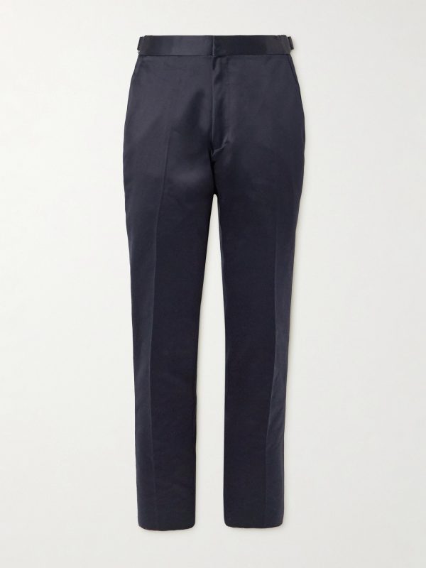 Dyllan Straight-Leg Cotton-Satin Trousers