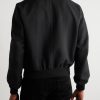 Leather-Trimmed Wool and Silk-Blend Twill Bomber Jacket - BK Leather-Trimmed Wool and Silk-Blend Twill Bomber Jacket - BK