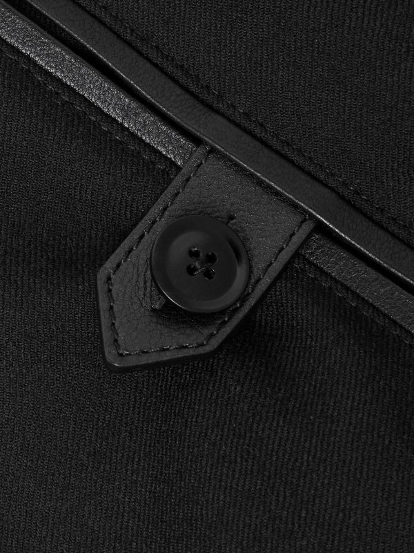 Leather-Trimmed Wool and Silk-Blend Twill Bomber Jacket - E1 Leather-Trimmed Wool and Silk-Blend Twill Bomber Jacket - E1