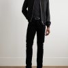 Leather-Trimmed Wool and Silk-Blend Twill Bomber Jacket - OU Leather-Trimmed Wool and Silk-Blend Twill Bomber Jacket - OU