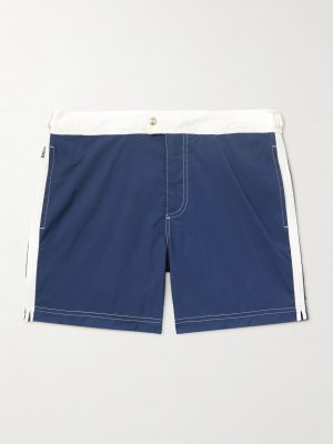 Straight-Leg Mid-Length Striped Swim Shorts Straight-Leg Mid-Length Striped Swim Shorts