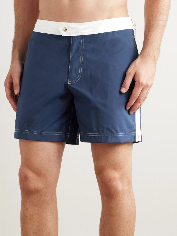 Straight-Leg Mid-Length Striped Swim Shorts - OU