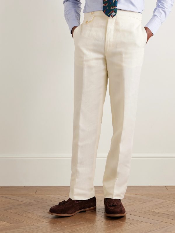 Waverly Slim-Fit Straight-Leg Linen Suit Trousers - FR Waverly Slim-Fit Straight-Leg Linen Suit Trousers - FR
