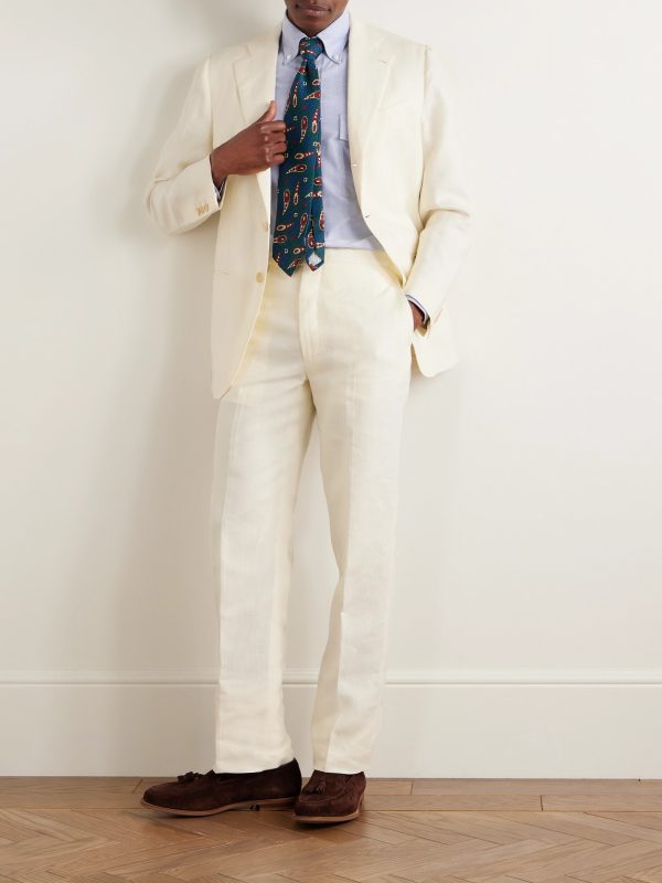 Waverly Slim-Fit Straight-Leg Linen Suit Trousers - OU Waverly Slim-Fit Straight-Leg Linen Suit Trousers - OU