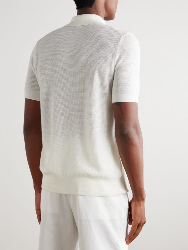 Slim-Fit Waffle-Knit Wool Polo Shirt - BK Slim-Fit Waffle-Knit Wool Polo Shirt - BK