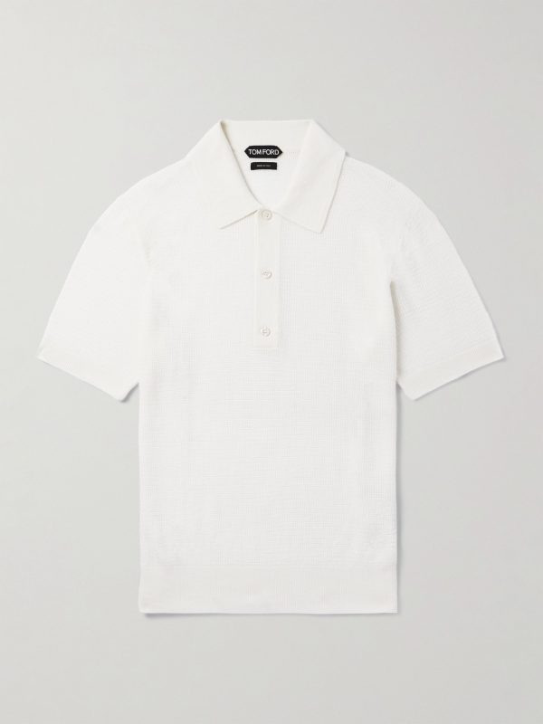 Slim-Fit Waffle-Knit Wool Polo Shirt Slim-Fit Waffle-Knit Wool Polo Shirt