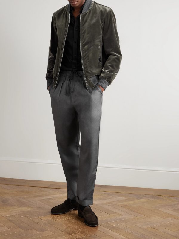 Straight-Leg Silk-Twill Drawstring Trousers - OU Straight-Leg Silk-Twill Drawstring Trousers - OU