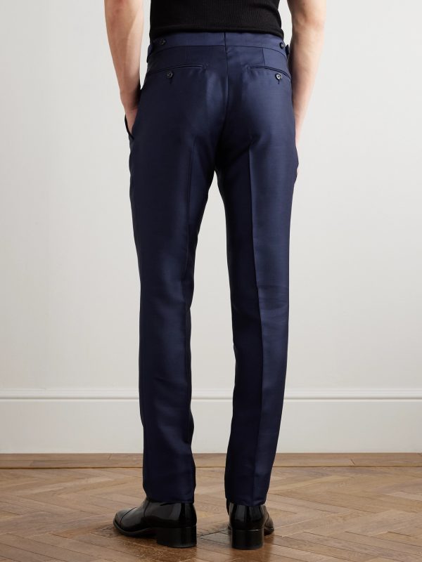 Dyllan Straight-Leg Wool, Mohair and Silk-Blend Twill Trousers - BK Dyllan Straight-Leg Wool, Mohair and Silk-Blend Twill Trousers - BK
