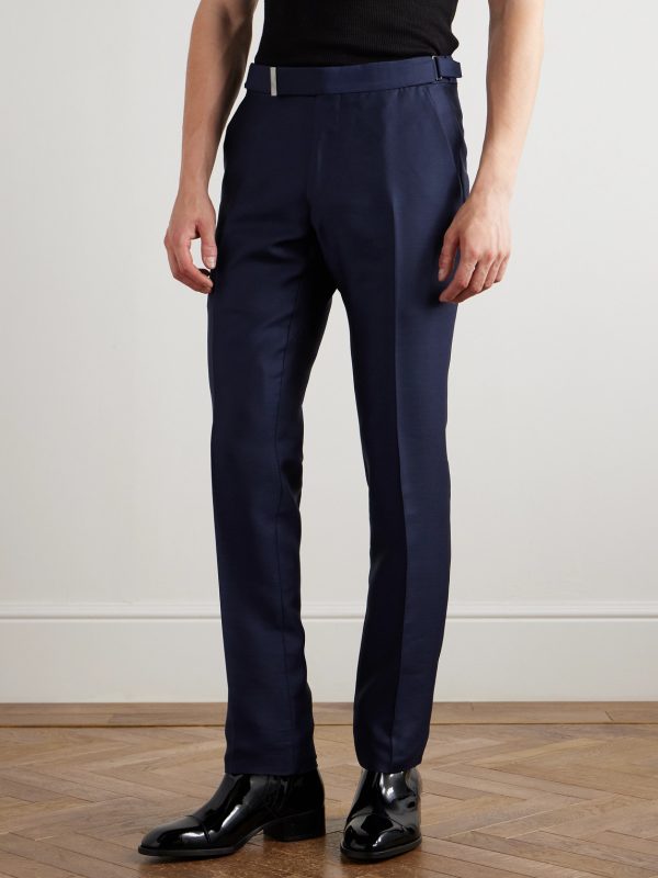 Dyllan Straight-Leg Wool, Mohair and Silk-Blend Twill Trousers - FR Dyllan Straight-Leg Wool, Mohair and Silk-Blend Twill Trousers - FR