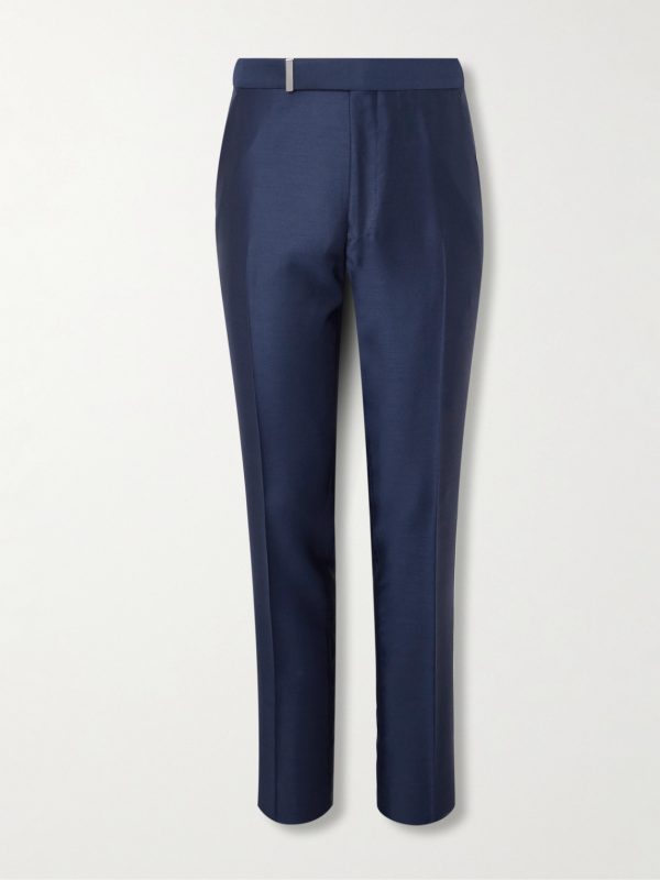 Dyllan Straight-Leg Wool, Mohair and Silk-Blend Twill Trousers Dyllan Straight-Leg Wool, Mohair and Silk-Blend Twill Trousers