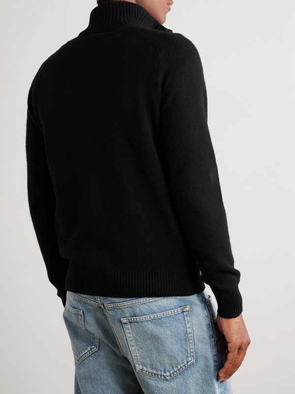 Wool and Cashmere-Blend Half-Zip Rollneck Sweater - BK