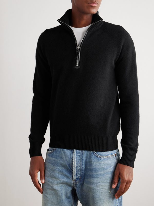 Wool and Cashmere-Blend Half-Zip Rollneck Sweater - FR