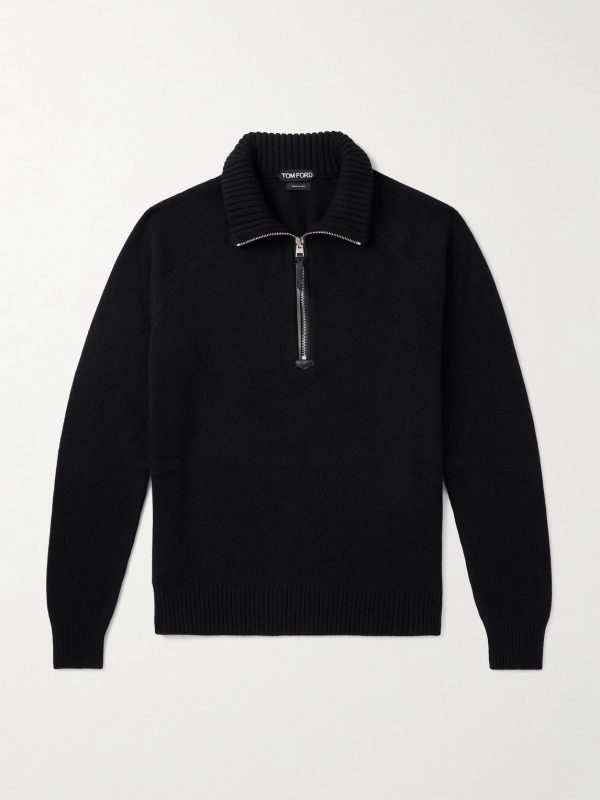 Wool and Cashmere-Blend Half-Zip Rollneck Sweater