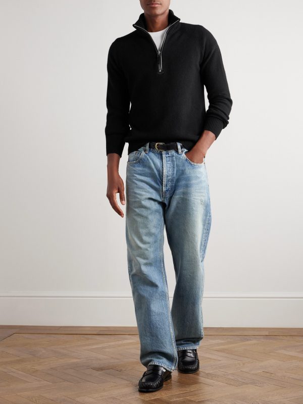 Wool and Cashmere-Blend Half-Zip Rollneck Sweater - OU
