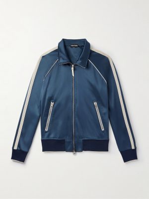 Striped Tech-Jersey Track Jacket