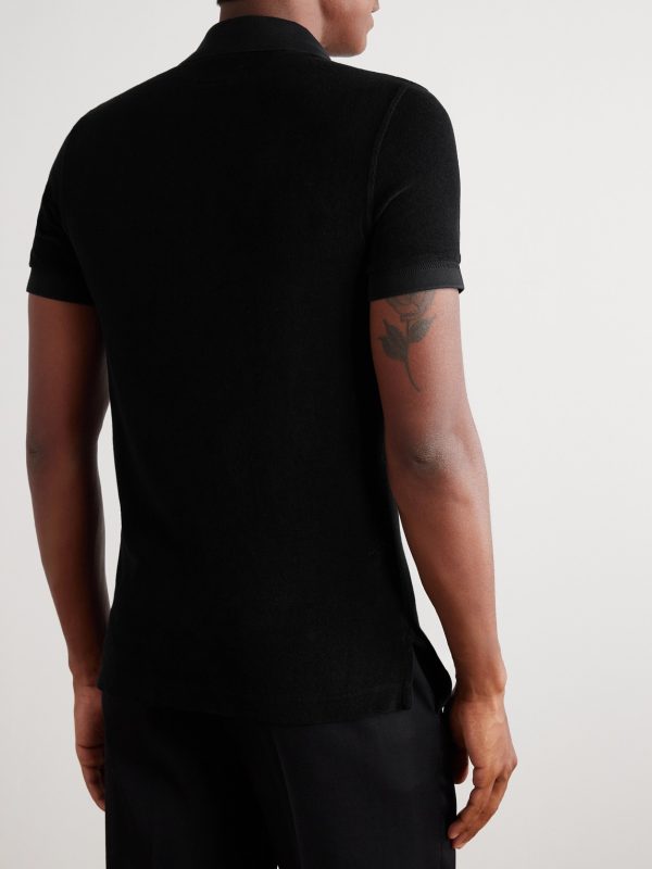 Slim-Fit Cotton-Blend Terry Polo Shirt - BK Slim-Fit Cotton-Blend Terry Polo Shirt - BK