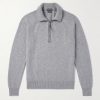 Leather-Trimmed Wool and Cashmere-Blend Half-Zip Rollneck Sweater Leather-Trimmed Wool and Cashmere-Blend Half-Zip Rollneck Sweater