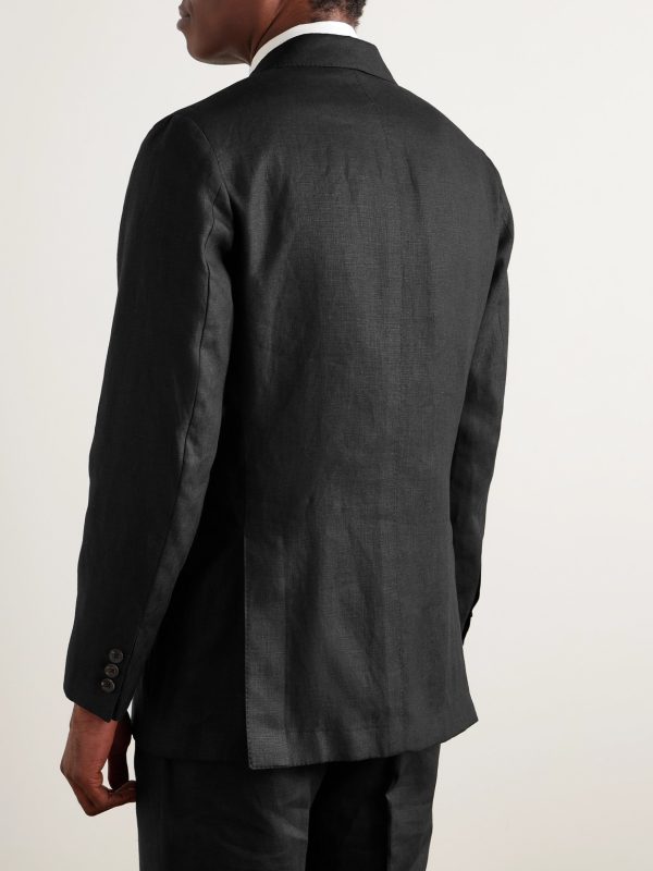 Waverly Slim-Fit Double-Breasted Linen Suit Jacket - BK Waverly Slim-Fit Double-Breasted Linen Suit Jacket - BK