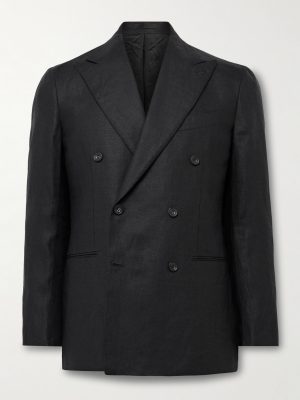 Waverly Slim-Fit Double-Breasted Linen Suit Jacket Waverly Slim-Fit Double-Breasted Linen Suit Jacket