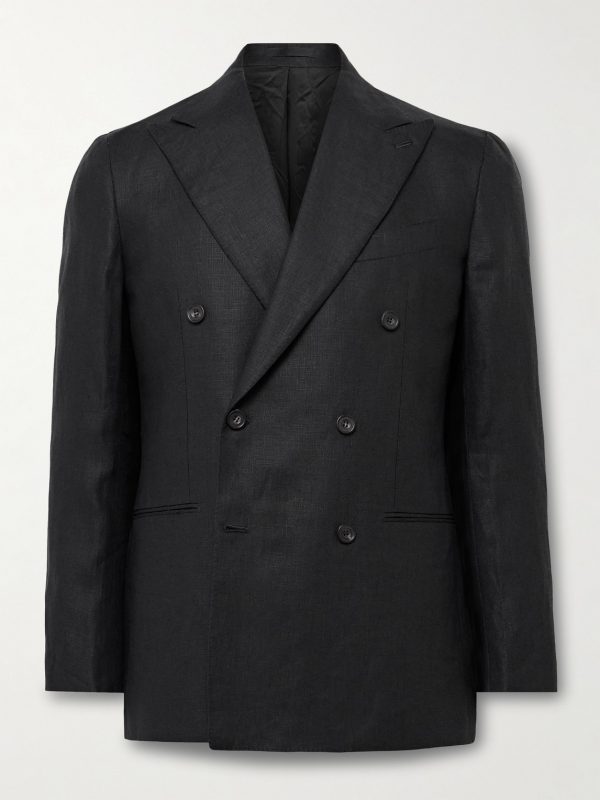 Waverly Slim-Fit Double-Breasted Linen Suit Jacket Waverly Slim-Fit Double-Breasted Linen Suit Jacket