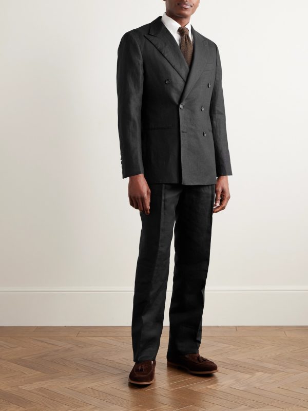 Waverly Slim-Fit Double-Breasted Linen Suit Jacket - OU Waverly Slim-Fit Double-Breasted Linen Suit Jacket - OU