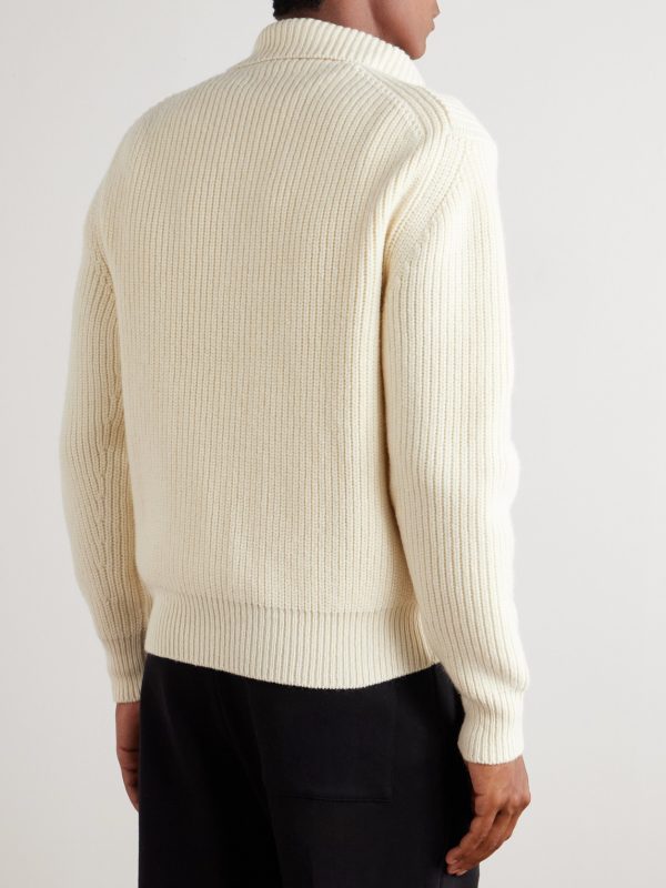 Slim-Fit Ribbed Wool and Mohair-Blend Zip-Up Cardigan - BK Slim-Fit Ribbed Wool and Mohair-Blend Zip-Up Cardigan - BK