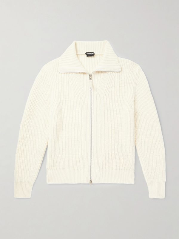 Slim-Fit Ribbed Wool and Mohair-Blend Zip-Up Cardigan Slim-Fit Ribbed Wool and Mohair-Blend Zip-Up Cardigan