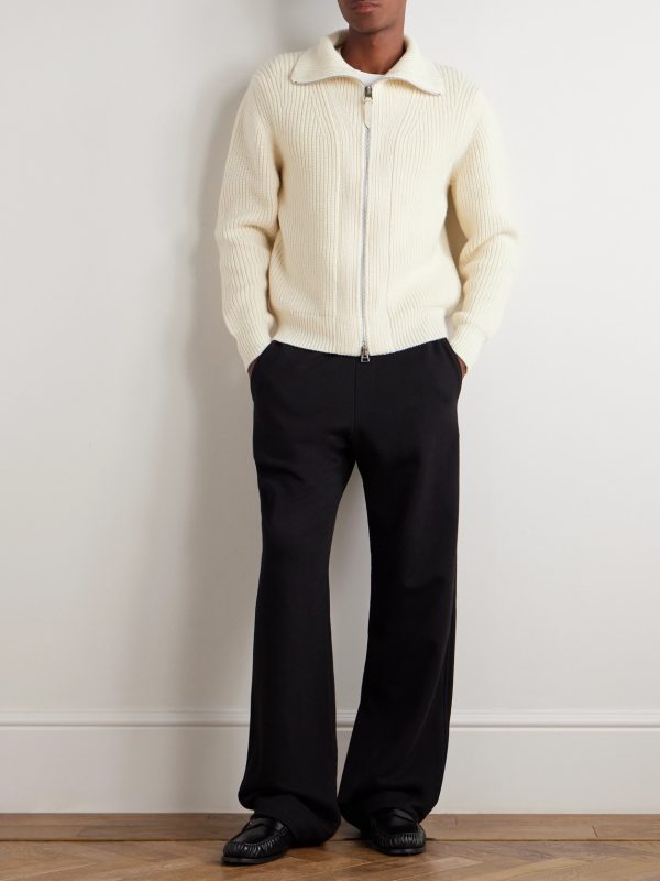 Slim-Fit Ribbed Wool and Mohair-Blend Zip-Up Cardigan - OU Slim-Fit Ribbed Wool and Mohair-Blend Zip-Up Cardigan - OU