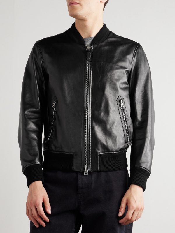 Leather Bomber Jacket - FR