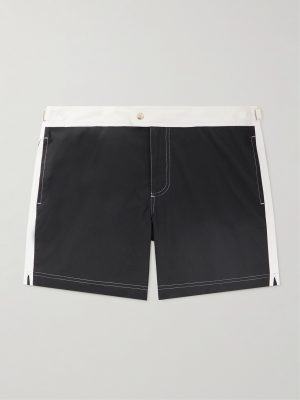 Straight-Leg Mid-Length Striped Swim Shorts Straight-Leg Mid-Length Striped Swim Shorts