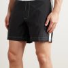 Straight-Leg Mid-Length Striped Swim Shorts - OU Straight-Leg Mid-Length Striped Swim Shorts - OU