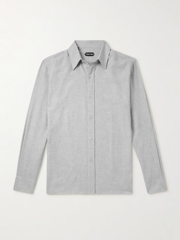 Slim-Fit Cotton and Cashmere-Blend Shirt