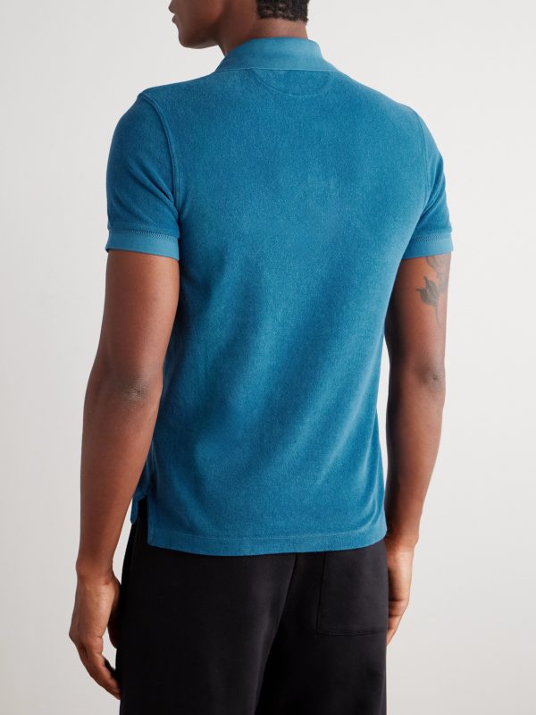 Slim-Fit Cotton-Blend Terry Polo Shirt - BK