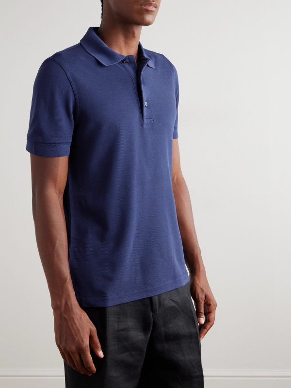 Slim-Fit Lyocell and Cotton-Blend Piqué Polo Shirt - FR Slim-Fit Lyocell and Cotton-Blend Piqué Polo Shirt - FR