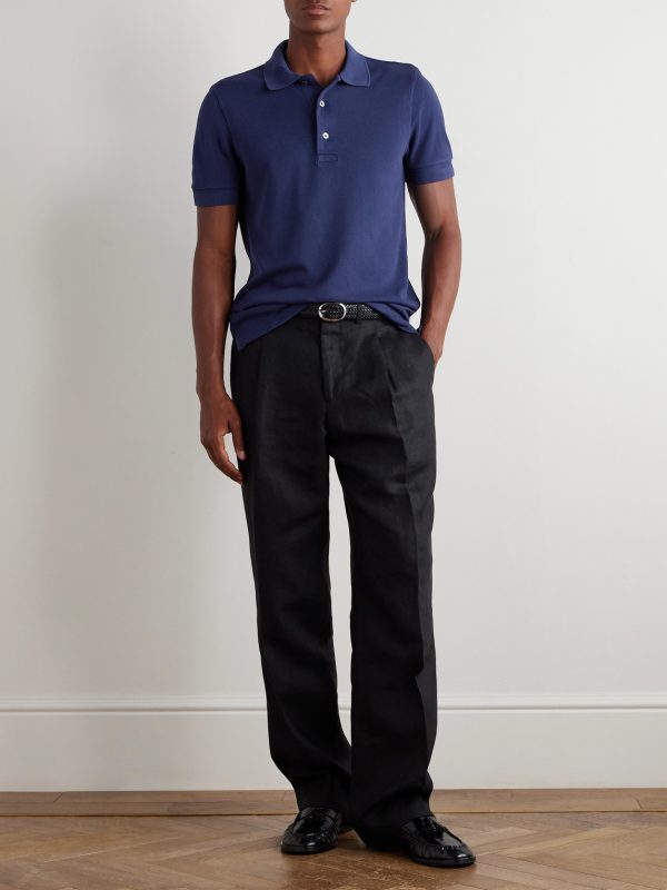 Slim-Fit Lyocell and Cotton-Blend Piqué Polo Shirt - OU Slim-Fit Lyocell and Cotton-Blend Piqué Polo Shirt - OU