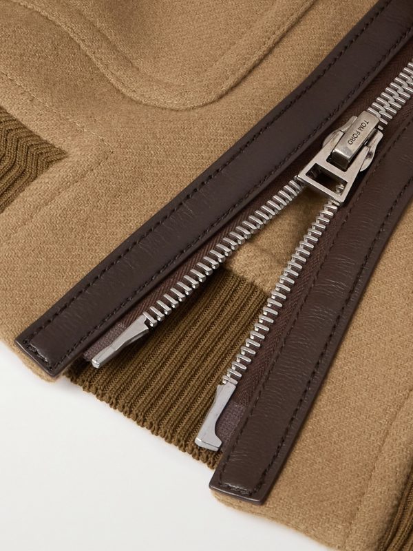 Shearling and Leather-Trimmed Virgin Wool Aviator Jacket - E1 Shearling and Leather-Trimmed Virgin Wool Aviator Jacket - E1