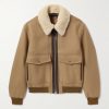 Shearling and Leather-Trimmed Virgin Wool Aviator Jacket Shearling and Leather-Trimmed Virgin Wool Aviator Jacket