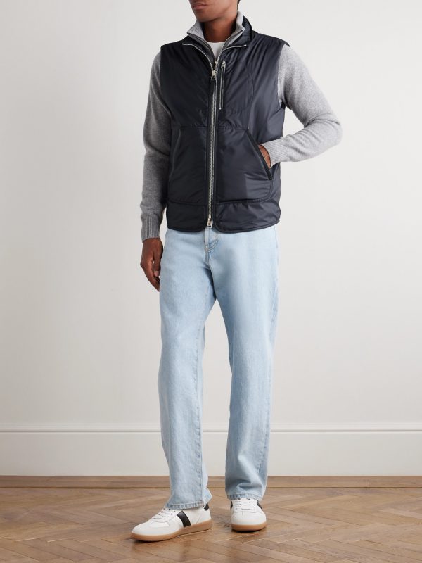 Padded Leather-Trimmed Shell Gilet - OU Padded Leather-Trimmed Shell Gilet - OU